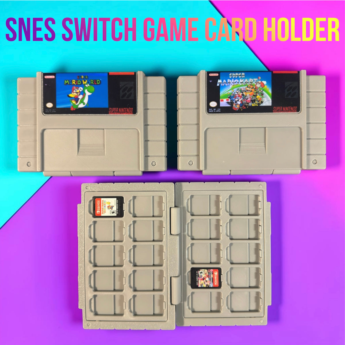Custom Retro Inspired Switch/Switch 2 Game Card Holder SNES Edition