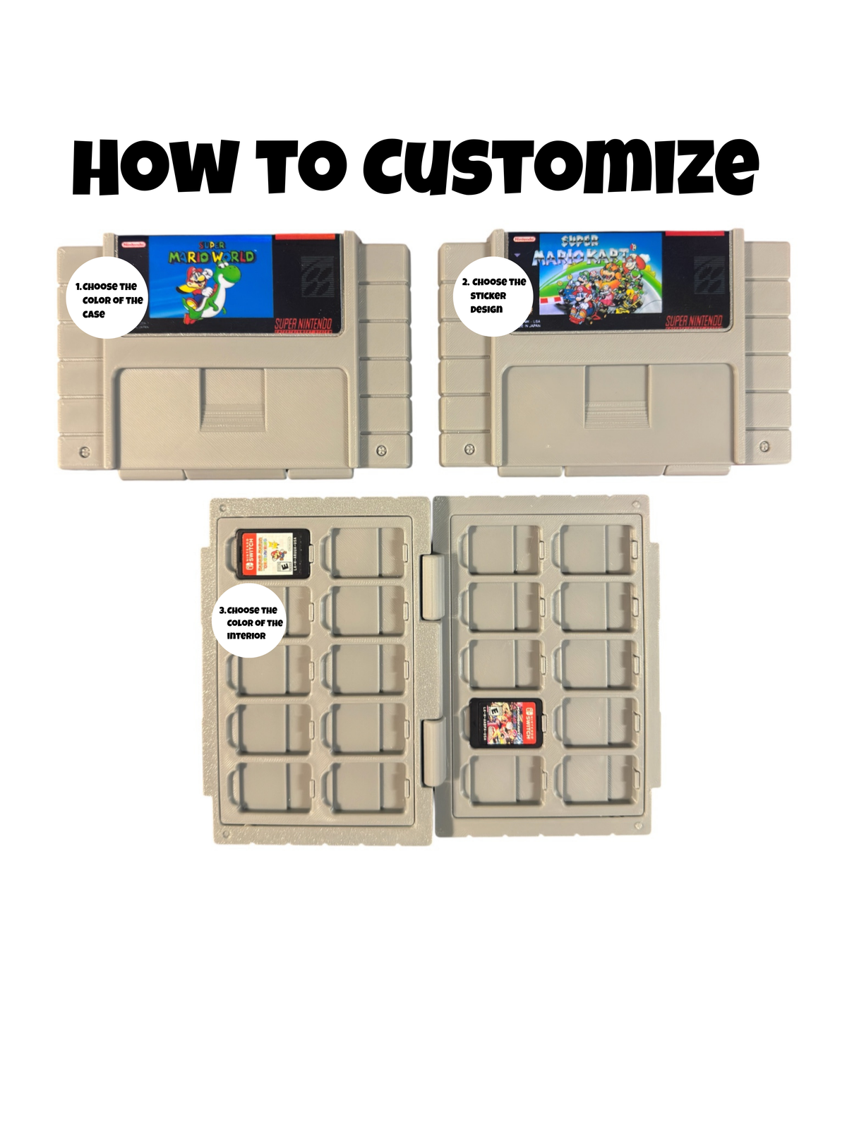Custom Retro Inspired Switch/Switch 2 Game Card Holder SNES Edition