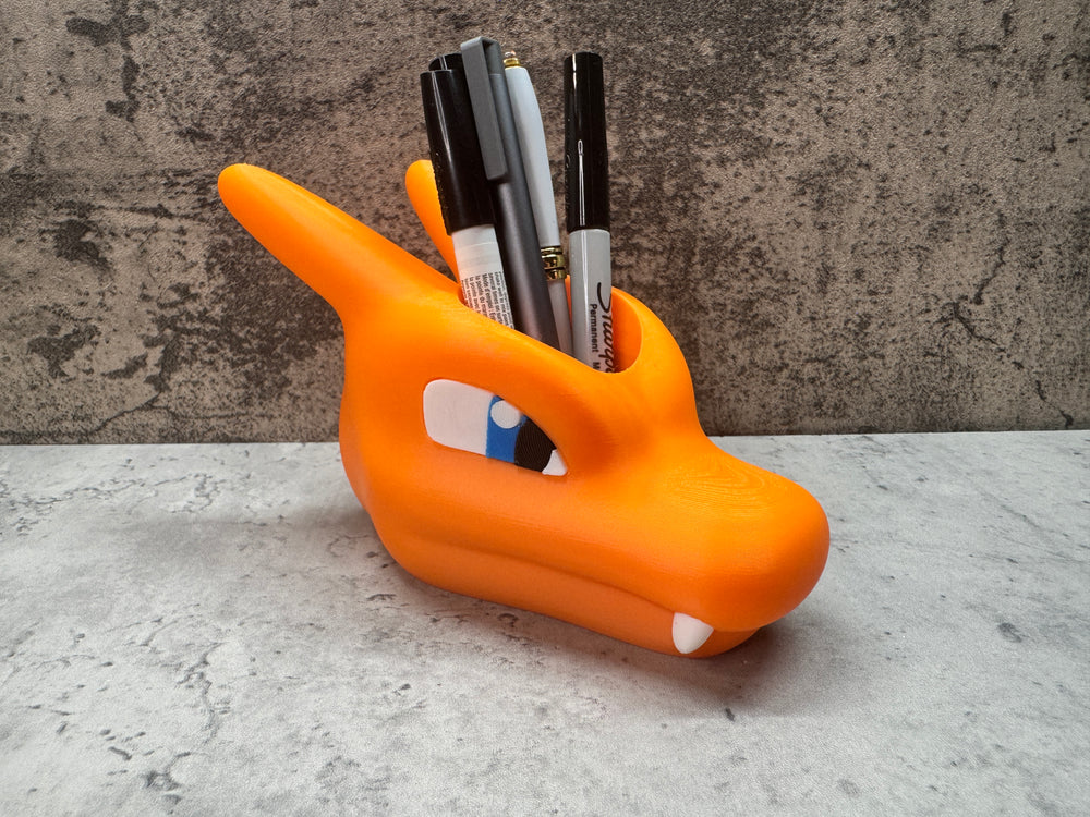 Orange Dragon Pen Holder / Orange Dragon Planter