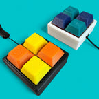 Square Shape 4 Key Mechanical Keyboard Clicker Keychain