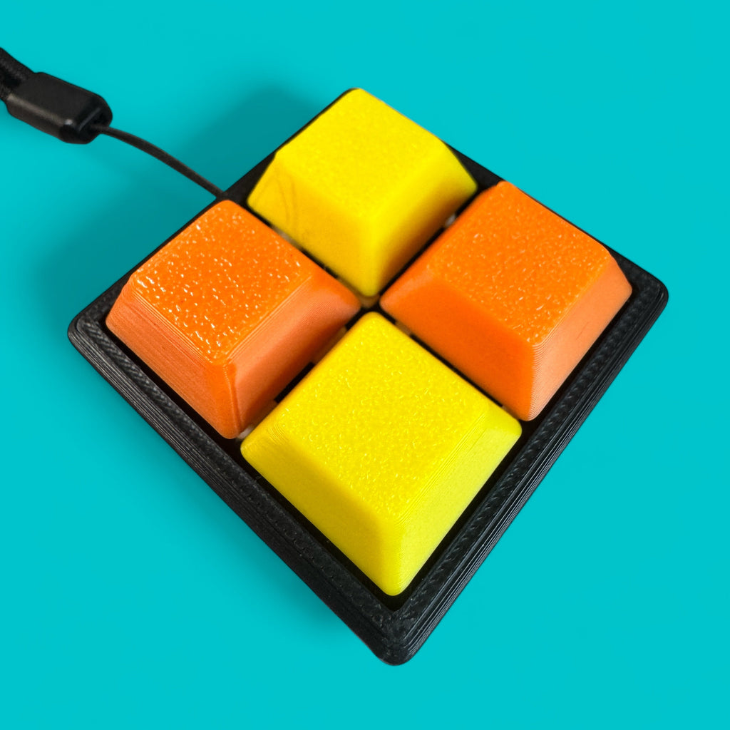 Square Shape 4 Key Mechanical Keyboard Clicker Keychain