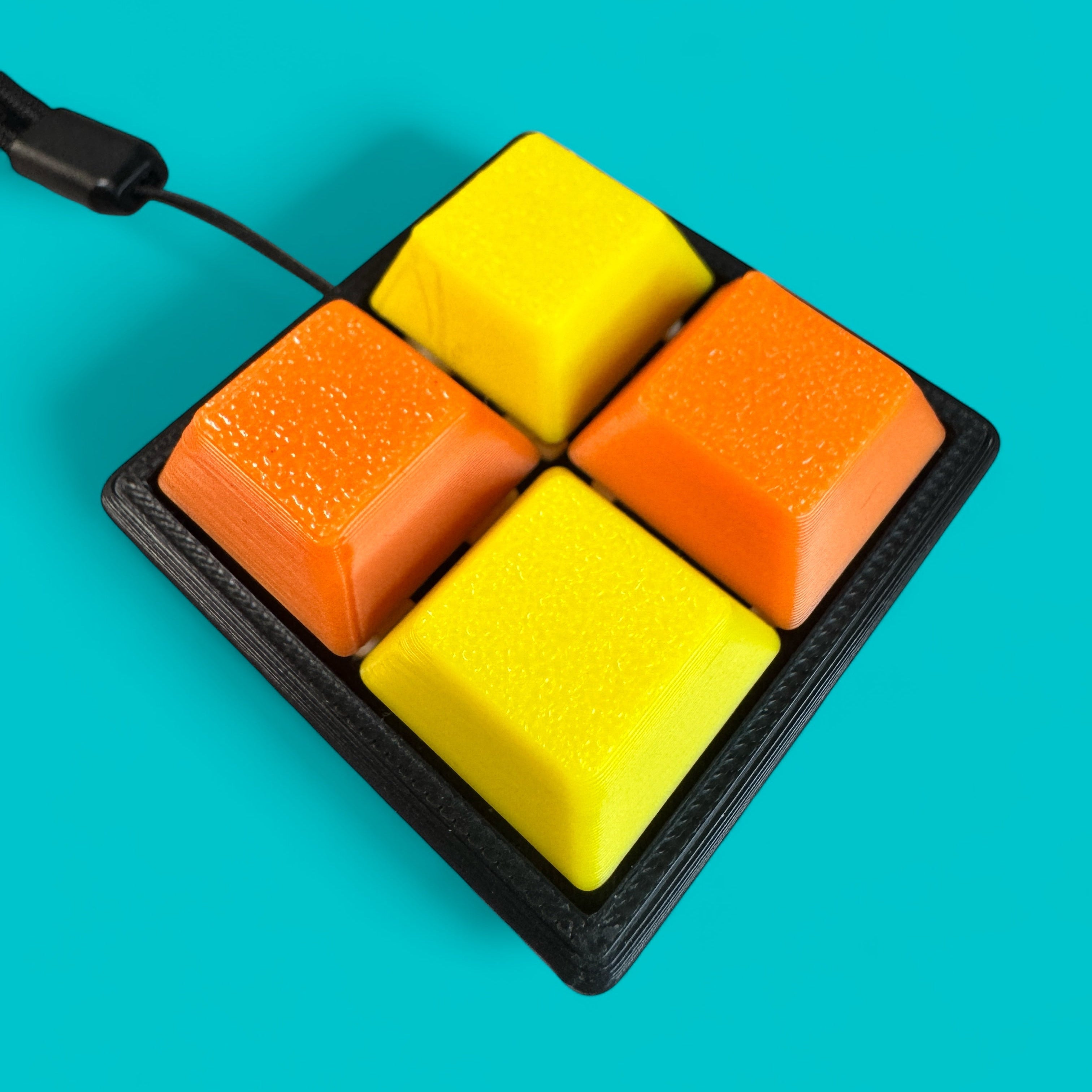 Square Shape 4 Key Mechanical Keyboard Clicker Keychain
