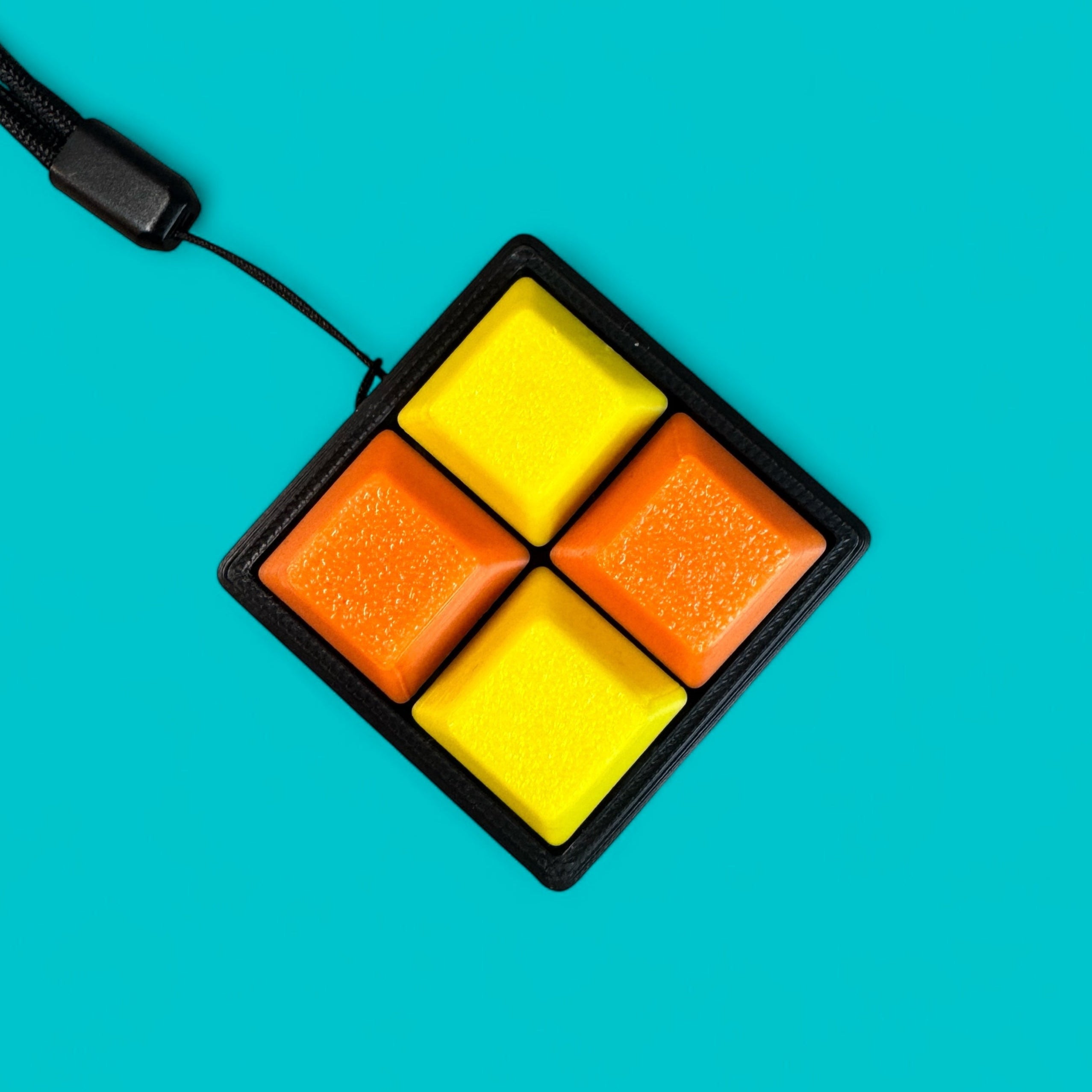 Square Shape 4 Key Mechanical Keyboard Clicker Keychain