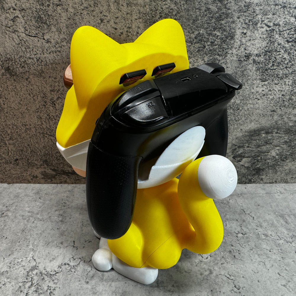a yellow and black object on a table