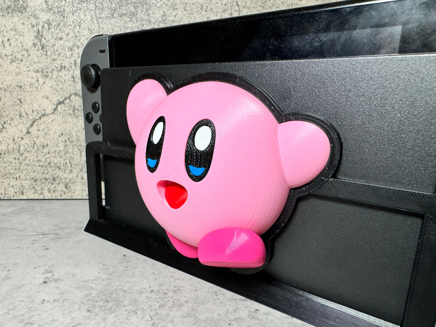 a pink toy pig sticking out of the side of a tv