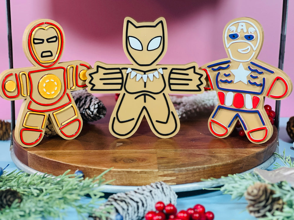 Gingerbread Heroes Tier Tray Decorations