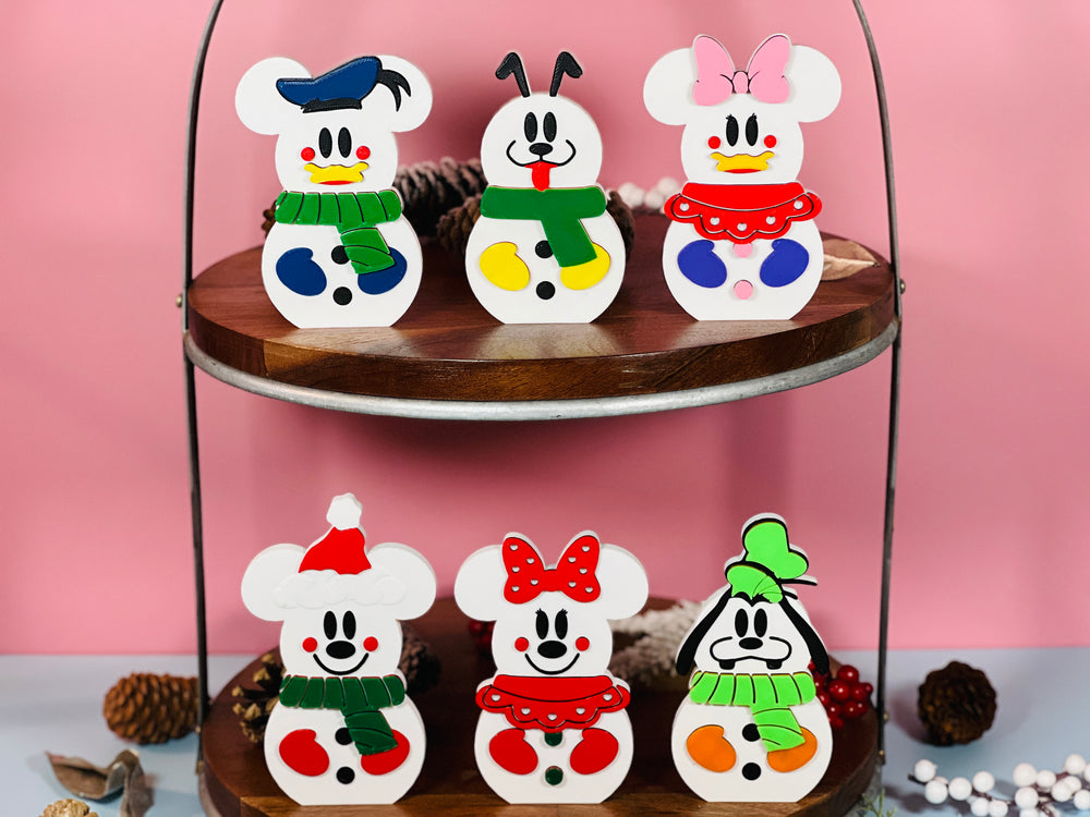 Mouse and Friends Snowman Tier Tray Decorations