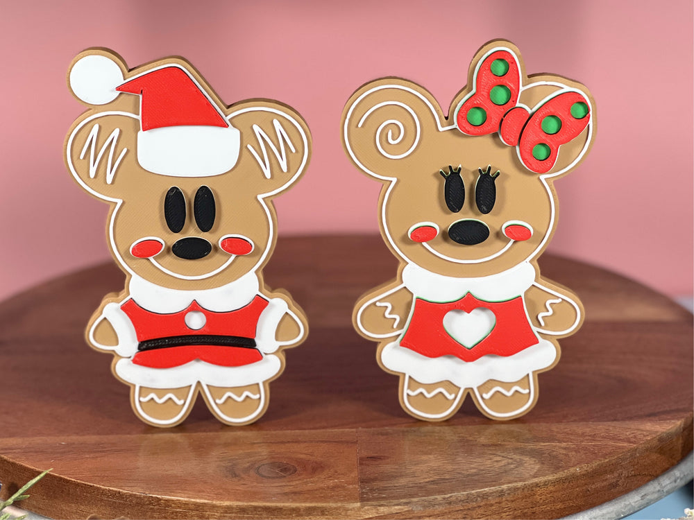 Gingerbread Santa Mouse Tier Tray Decorations